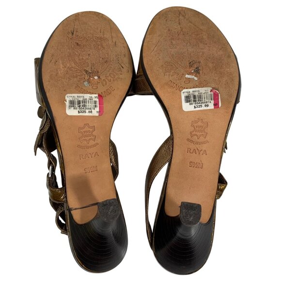 BRIGHTON Raya Bronze Floral Embellished Heeled Sandals SZ 9.5M Benchmade Brazil - Picture 8 of 8